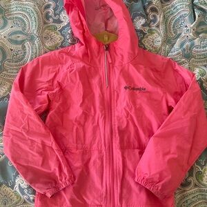 Columbia Girls Pink Hooded Rain Jacket